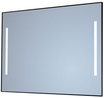 Sanicare Spiegel Sanicare Q-Mirrors 75x70 cm Vierkant Met Links & Rechts LED Cold White, Omlijsting Mat Zwart incl. ophangmateriaal Zonder Schakelaar