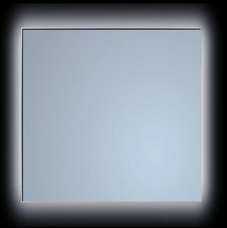 Sanicare Spiegel Sanicare Q-Mirrors 75x70 cm Vierkant Met Rondom LED Warm White, Omlijsting Mat Zwart incl. ophangmateriaal Zonder Schakelaar
