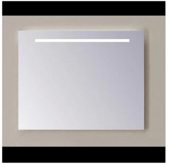 Sanicare Spiegel Sanicare Q-Mirrors 80x60 cm PP-Geslepen Vierkant Met Aan De Bovenkant Gezandstraalde Strook LED Cold White en Afstandsbediening incl. ophangmateriaal