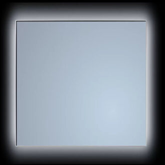Sanicare Spiegel Sanicare Q-Mirrors 80x70 cm Vierkant Met Rondom LED Cold White, Omlijsting Mat Zwart incl. ophangmateriaal Zonder Schakelaar