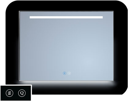 Sanicare Spiegel Sanicare TuTTi 80 cm met LED 1 Horizontale Strook en Ambi Onder en Spiegelverwarming met Lijst Chroom