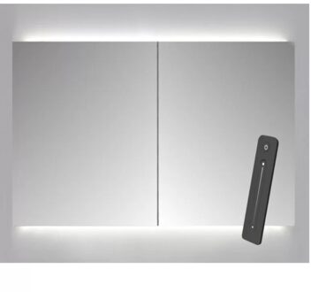 Sanicare Spiegelkast Sanicare Qlassics Ambiance 70x60 cm Met Dubbelzijdige Spiegeldeuren, LED Verlichting En Afstandsbediening Grey Wood Gray