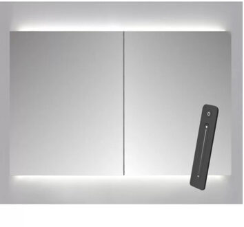 Sanicare Spiegelkast Sanicare Qlassics Ambiance 90x60 cm Met Dubbelzijdige Spiegeldeuren, LED Verlichting En Afstandsbediening Grey Wood Grey-Wood