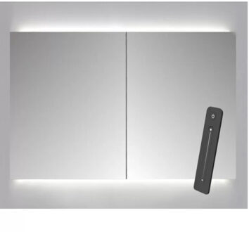Sanicare Spiegelkast Sanicare Qlassics Ambiance 90x60 cm Met Dubbelzijdige Spiegeldeuren, LED Verlichting En Afstandsbediening Hoogglans Wit