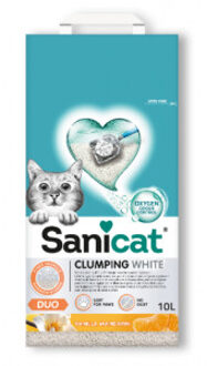 Sanicat Clumping White Duo Vanilla & Mandarin kattenbakvulling 10 liter