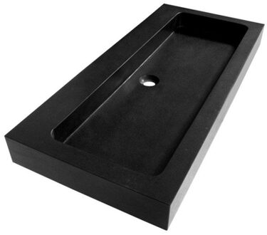 Saniclass Black Spirit meubelwastafel 100cm 1 wasbak 2 kraangaten natuursteen zwart