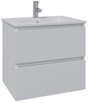 Saniclass Chaci Badkamermeubelset - 80x46x55cm - keramische wastafel wit - 1 wasbak - 1 kraangat - 2 lades - mat wit SW1212766/SW804531 Wit mat