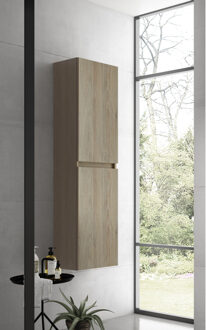 Saniclass Chaci Hoge Kast - 140x35x27cm - 2 deuren - eiken 84486