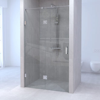 Saniclass Create douchedeur 170x200cm 2-delig profielloos met antikalk en 8mm veiligheidsglas chroom glans 4JC15-100/70ch