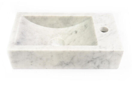 Saniclass Dia Fontein - 22x40x10cm - natuursteen marmer CW 220x400x100 Small L/R Marmer gepolijst (wit)