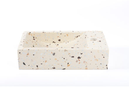 Saniclass Dia Fontein - 40x22x10cm - rechthoek - kraangat rechts - terrazzo 220x400x100 Small L/R Terrazzo