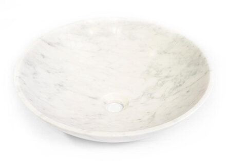 Saniclass Dia Waskom - 42x42x12cm - rond - natuursteen marmer - Gepolijst wit Marmer gepolijst (wit)