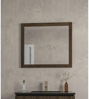 Saniclass Holz Base Spiegel - 80x70cm - donker eiken SW773968 Donker eiken mat