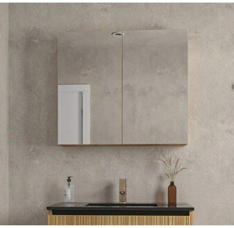 Saniclass Holz Base Spiegelkast - 80x70cm - eiken SW773979