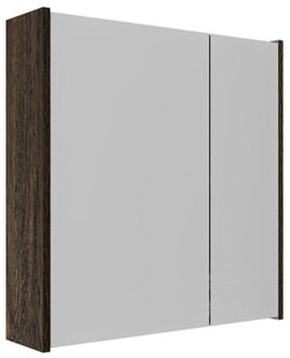 Saniclass Holz Frame Spiegelkast - 60x63x16cm - inclusief zijpanelen - Eiken charcoal SW1420837/SW1212815