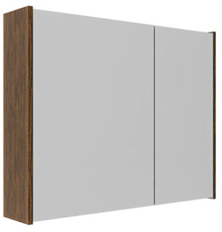 Saniclass Holz Frame Spiegelkast - 80x63x16cm - inclusief zijpanelen - Walnut pure SW1420838/SW1212816
