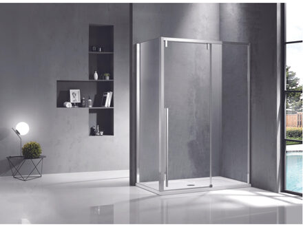 Saniclass Neptune zijwand 100x200cm helder 8mm glas gepolijst zilver