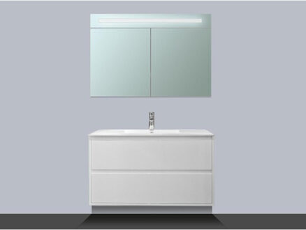 Saniclass New Future badmeubel 100cm hoogglans wit met spiegelkast