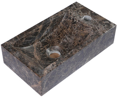 Saniclass Noche Fontein - 40x22x10cm - rechthoek - kraangat rechts - Dark Emporador SW1244453 Dark Emporador (antraciet)
