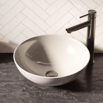 Saniclass Opbouwwastafel San Salvo 40cm rond Keramiek wit hoogglans