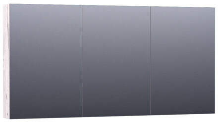 Saniclass Plain Spiegelkast - 140x70x15cm - 3 links- en rechtsdraaiende spiegeldeuren MFC - Birch SK-PL140BR Birch (Hout)