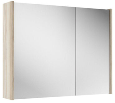 Saniclass Prime Spiegelkast - 80x63x16cm - inclusief zijpanelen - licht eiken SW1212816/SW910735