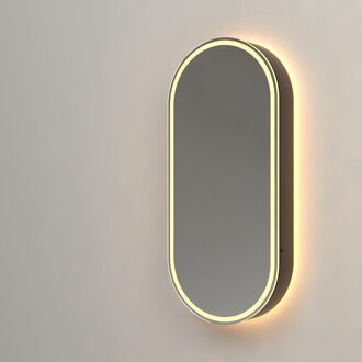Saniclass Shine Spiegelkast - 45x100x14cm - ovaal - indirecte verlichting LED - spiegelverwarming - zwart SW1236526