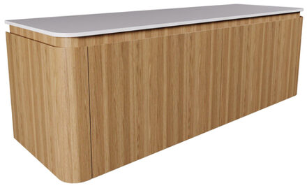Saniclass Terra Badmeubelset - 140cm - 4 lades - afgeronde hoeken - topblad solid surface - sandwood (licht eiken) SW1174103 / SW1174122