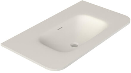 Saniclass Terra Meubelwastafel - 101x46x1.2cm - afgeronde hoeken - 1 wasbak - zonder kraangat - solid surface - wit mat SW1418388