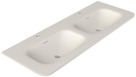 Saniclass Terra Meubelwastafel - 121x46x1.2cm - afgeronde hoeken - 2 wasbakken - 2 kraangaten - solid surface - wit mat SW1418387