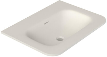 Saniclass Terra Meubelwastafel - 81x46x1.2cm - afgeronde hoeken - 1 wasbak - zonder kraangat - solid surface - wit mat SW1418390