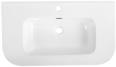 Saniclass Terra Meubelwastafel - 81x46x2cm - afgeronde hoeken - 1 wastafel - 1 kraangat - wit glans SW1418355