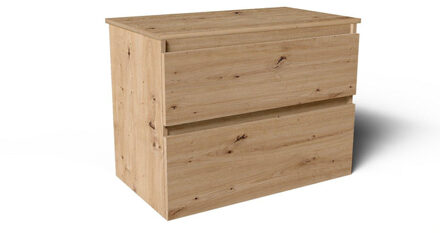 Saniclass Vita Badkamermeubelset - 80x60x46cm - 2 lades - greeploos - topblad - rustiek eiken SW1239492/SW1413849 Eiken rustiek