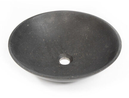 Saniclass Waskom 42x42x12cm - rond - natuursteen basalt Gepolijst zwart Basalt gepolijst (zwart)