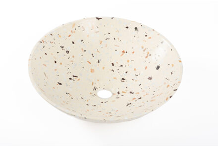 Saniclass Waskom - 42x42x12cm - rond - terrazzo - mat beige Terrazzo 420x120 round Gemeleerd mat