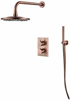 Saniclear Copper Complete Inbouw Regendouche Met Wandarm En 20cm Hoofddouche Geborsteld Koper