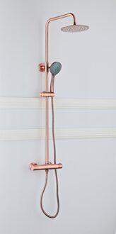 Saniclear Copper opbouw regendouche 20cm met thermostaatkraan en 3 standen handdouche koperkleurig SK22105