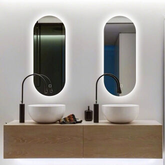 Saniclear Set van 2 Saniclear Parma ovale spiegels met LED-verlichting en spiegelverwarming 100x50cm