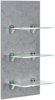 Saniclear Viva open kast met glazen planken en led verlichting 68cm betongrijs