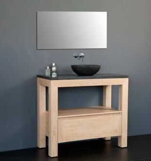 Sanilux Badkamermeubelset Sanilux Robusta Dynasty 100x47x85 cm Massief Eikenhout en Ronde Waskom Massief hout