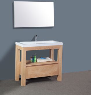 Sanilux Badkamermeubelset Sanilux Robusta Senza 100x47x85 cm Massief Eikenhout (1 kraangat) Massief hout