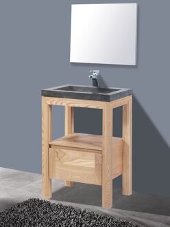 Sanilux Badkamermeubelset Sanilux Robusta Stone 60x47x85 cm Massief Eikenhout Massief hout