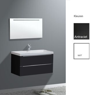 Sanilux Badkamermeubelset Sanilux Senza 100x47x50 cm 1 Kraangat Hoogglans Wit