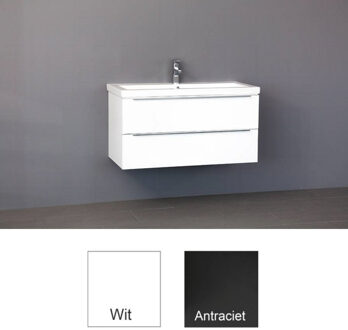 Sanilux Badkamermeubelset Sanilux Senza Keramiek 100x47x50 cm Antraciet (1 of 2 kraangaten)