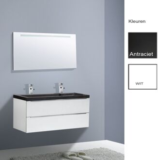 Sanilux Badkamermeubelset Sanilux Senza Stone 120x47x50 cm 2 Kraangaten Hoogglans Antraciet