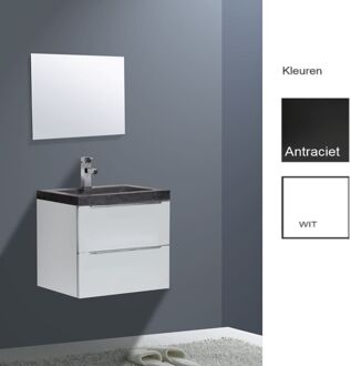 Sanilux Badkamermeubelset Sanilux Senza Stone 60x47x50 cm Hoogglans Antraciet