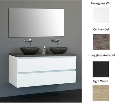 Sanilux Badkamermeubelset Sanilux Trend Dynasty 120x47x50 cm met Twee Waskommen Hoogglans Wit