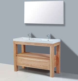 Sanilux Badkamermeubelset Sanilux Trend Robusta 120x47x85 cm 2 Kraangaten Massief Eikenhout Massief hout