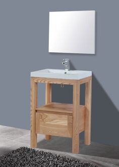Sanilux Badkamermeubelset Sanilux Trend Robusta 60x47x85 cm 1 Kraangat Massief Eikenhout Massief hout