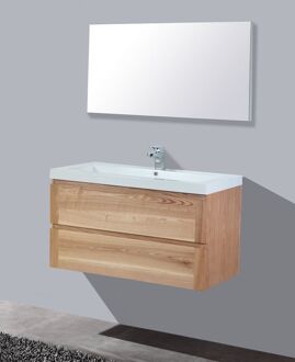 Sanilux Badkamermeubelset Sanilux Trend Wood 100x47x50 cm 2 Kraangaten Massief Hout